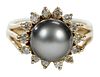 14kt. Pearl and Diamond Ring 