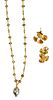 Gold Gemstone Necklace and Earrings 