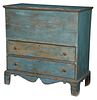 American Chippendale Blue Painted Lift Top Chest