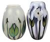 Two Charles Lotton Multi Flora Art Glass Vases