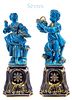 A PAIR OF 19TH CENTURY SEVRES TURQUOISE GLAZE FIGURES