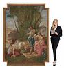 A Monumental Oil Painting on Tapestry, Signed