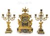 19th C Tiffany & Co Figural French Champleve Clock set