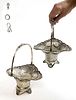 Pair of 19th C. Austrian Silver Basket with Crystal