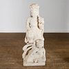 Large antique Chinese carved marble Guanyin