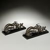 Pair Chinese bronze scroll weights or handles