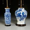 (2) Chinese blue and white porcelain vase lamps