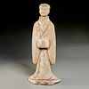 Large Chinese painted pottery attendant figure