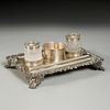 Robert Hennell II sterling silver double inkstand