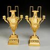 Pair Russian Neoclassic bronze candelabra urns