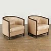 Pair Donghia leather upholstered barrel chairs