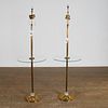 Nice pair Modernist brass, glass lamp tables