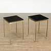 Nice pair Modern bronze granite top side tables