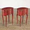 Pair French scarlet japanned side tables