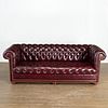 Vintage oxblood leather Chesterfield sofa