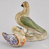 Chalkware figure of a dove, 19th c., with a gre