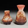 Emile Galle, (2) small cameo vases