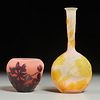 Emil Galle, (2) small cameo vases