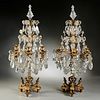 Great pair French bronze, rock crystal candelabra