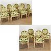 Set (12) Louis XVI style painted dining chairs