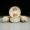 Set KPM hand painted porcelain cups and saucers