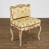 Continental Rococo gilt, painted low-back chaise