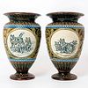 Pair of Doulton Lambeth Hannah Barlow Vases, Cats