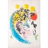 Marc Chagall Signed Lithograph Lovers with Red Sun