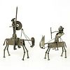 2 Metal Art Sculpture Figurines, Don Quixote & Sancho Panza
