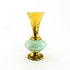 Unusual Delft Porcelain Bud Vase Oval Body Brass Spout