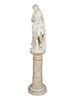 A Continental Marble Figure of a Female Bather on Pedestal
Figure height 33 x width 12 x depth 12 inches; pedestal height 30 x diameter 14 1/2 inches.