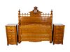 A British Colonial Style Faux Bamboo Suite of Bedroom Furniture
Height of headboard 64 x width 58 inches; height of mirror 65 x width 42 inches.