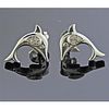 14k Gold Diamond Dolphin Stud Earrings