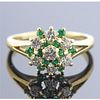 18k Gold Diamond Emerald Cluster Ring 