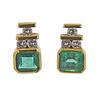 18K Gold Diamond Emerald Stud Earrings