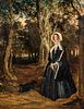 Anson A. Martin (British, active 1840-1861) Two Works: Standing Portraits of Mr. George Penn and Mrs. Penn in Landscape Settings