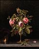 Martin Johnson Heade (American, 1819-1904) Pink Roses in a Fragile Vase