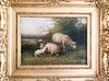 Oil on Canvas Family of Sheep - By George Riecke