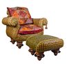Mackenzie Childs Rattan Arm Chair and Footstool