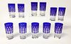 11 Saint Louis Crystal Cobalt to Clear Glasses
