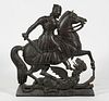 18TH C. CARVED WOOD PLAQUE OF ST. GEORGE DEFEATING THE DRAGON