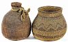 Native American coiled basketry water jug, early