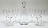 18-19th C. 7PC Decanter Wine Glasses Stemware Set