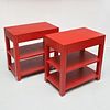 Pair Karl Springer style lacquered side tables