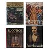 LIBROS SOBRE ARTE EUROPEO. RENACIMIENTO BARROCO Y GÓTICO.  a) The Complete Works of MichelAngelo b) Rembrandt Painting. Pzas: 4.