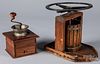Oak press and coffee grinder