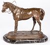 Patinated bronze horse, after Moigniez
