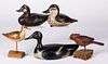 Three carved and painted duck decoys, etc.