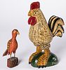 Schimmel style carved and painted rooster, etc.