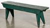 Green painted mortised bench, early 20th c.